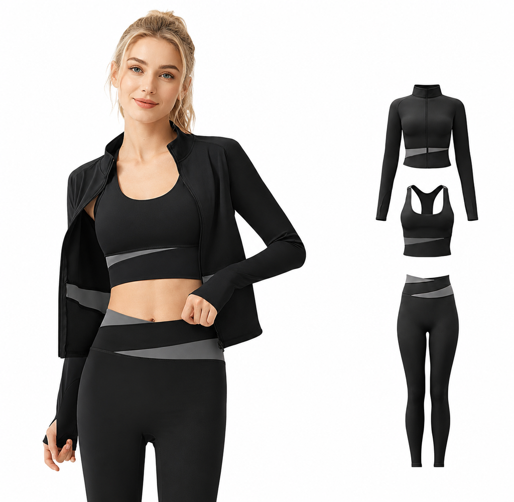 Tracksuits for ladies -sports bra-fitness jacket 3 piece set