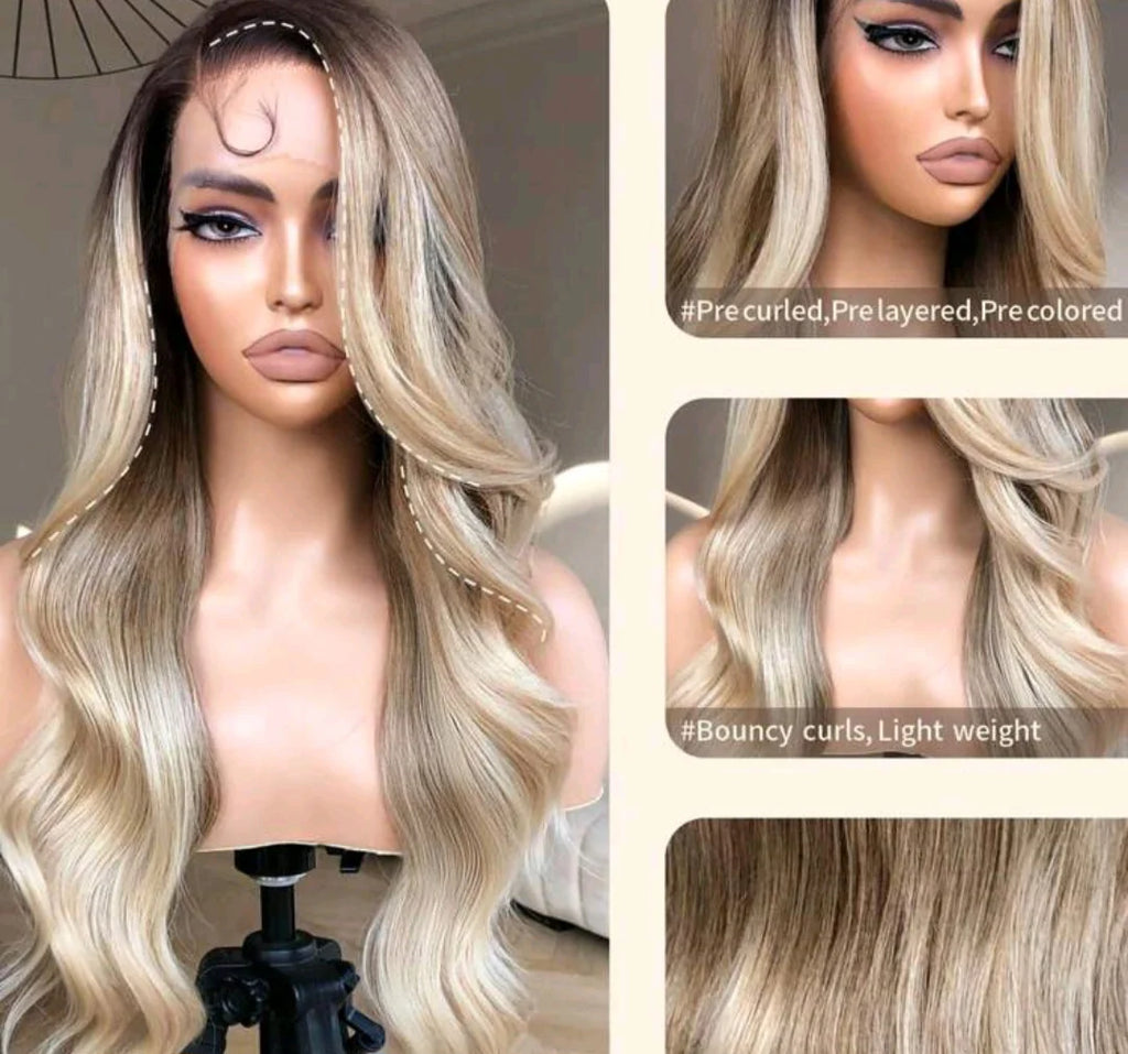 Ombre blonde body wave 28 Inches (Human blend)