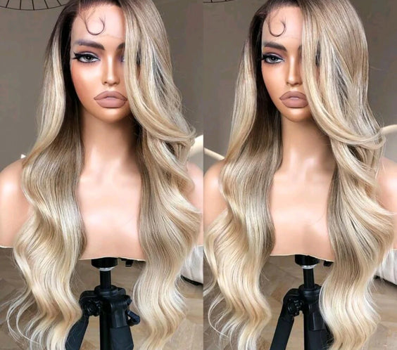 Ombre blonde body wave 28 Inches (Human blend)