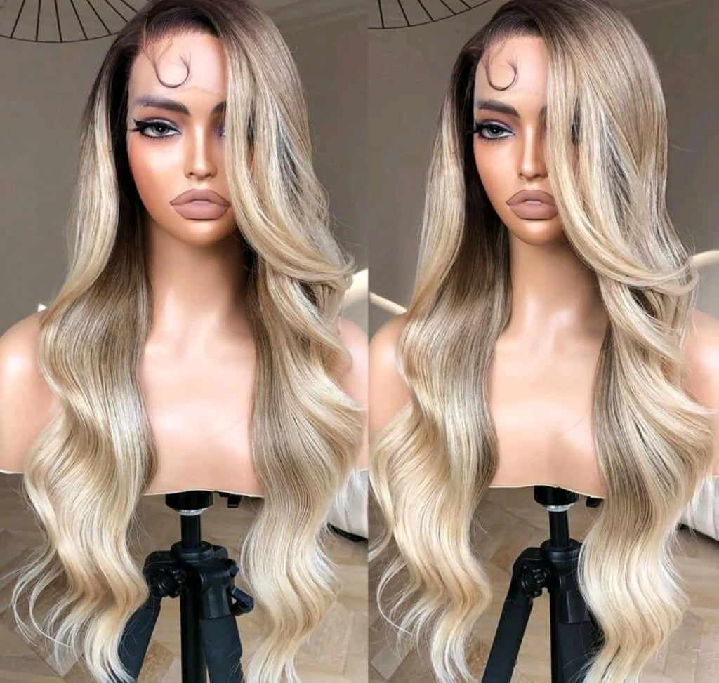 Ombre blonde body wave 28 Inches (Human blend)
